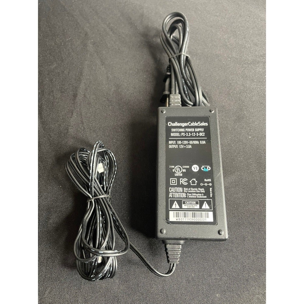 ChallengerCableSales PS-3.3-12-3-DC2 12V 3.0A Power Supply Spectrum 100 200 STB